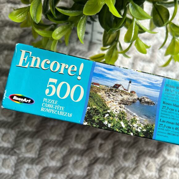NEW Colorful Roseart Encore White Roses at Portland Head ME 500 Piece Puzzle - Picture 5 of 8